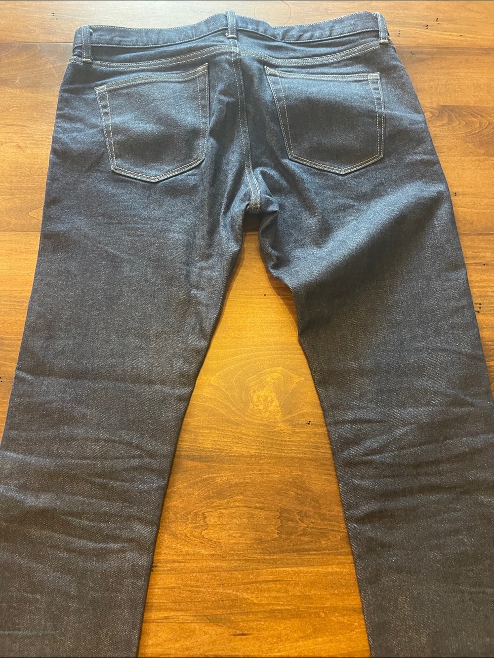 Uniqlo Men's Selvedge Red Stitch, Slim Straight Dark Indigo Jeans 35x32 - Picture 6 of 7